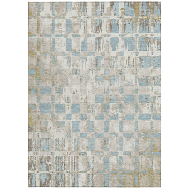 10' X 14' Ivory And Linen Abstract Washable Indoor Outdoor Area Rug