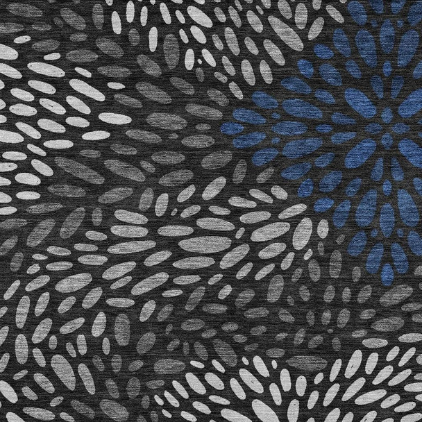 8' X 10' Black And Graphite Abstract Washable Indoor Outdoor Area Rug
