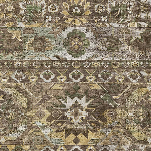3' X 5' Brown And Taupe Cactus Washable Indoor Outdoor Area Rug