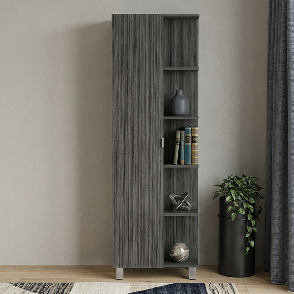 20" Gray Wood Accent Cabinet With Single Door