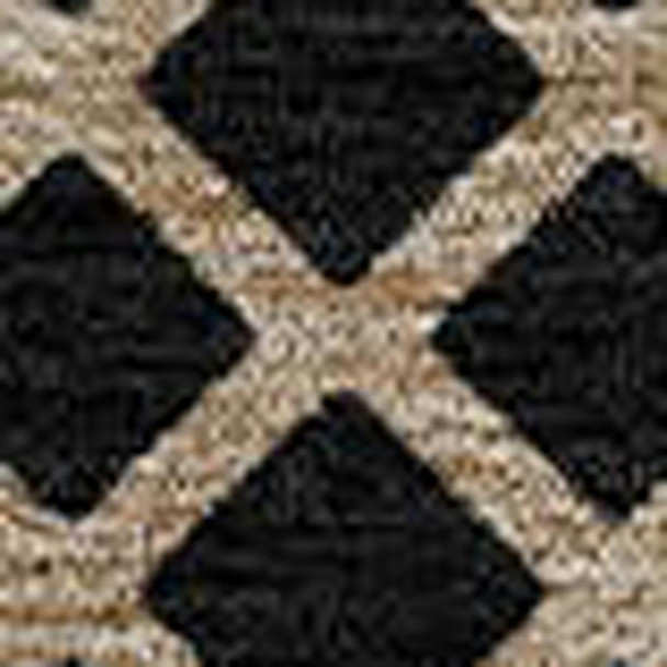 8' Black And Beige Round Striped Washable Indoor Outdoor Area Rug