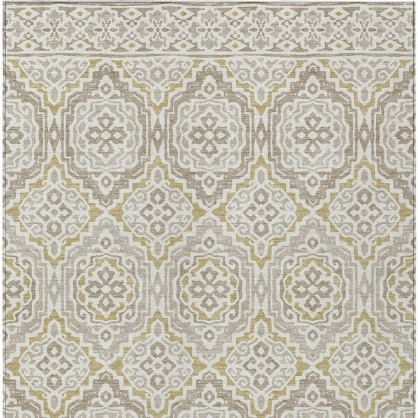 3' X 5' Ivory And Denim Blue Tribal Washable Indoor Outdoor Area Rug