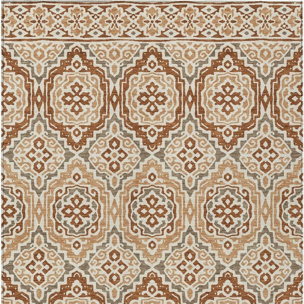 8' X 10' Orange And Gray Tribal Washable Indoor Outdoor Area Rug