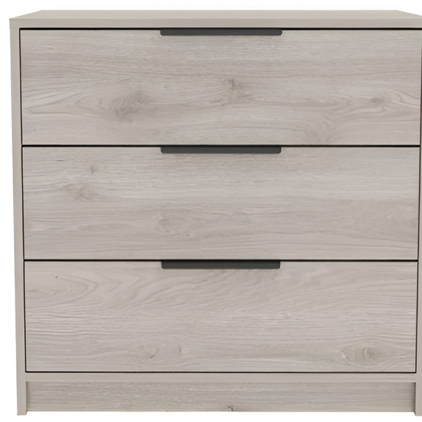 28" Light Gray Wood Three Drawer Dresser