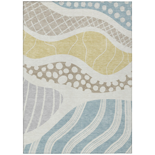 3' X 5' Ivory And Linen Abstract Washable Indoor Outdoor Area Rug