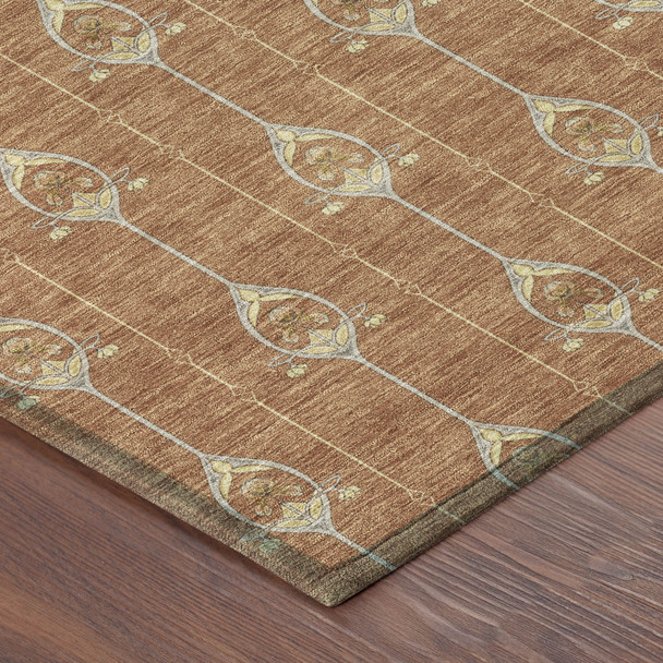 10' X 14' Rust And Linen Geometric Washable Indoor Outdoor Area Rug