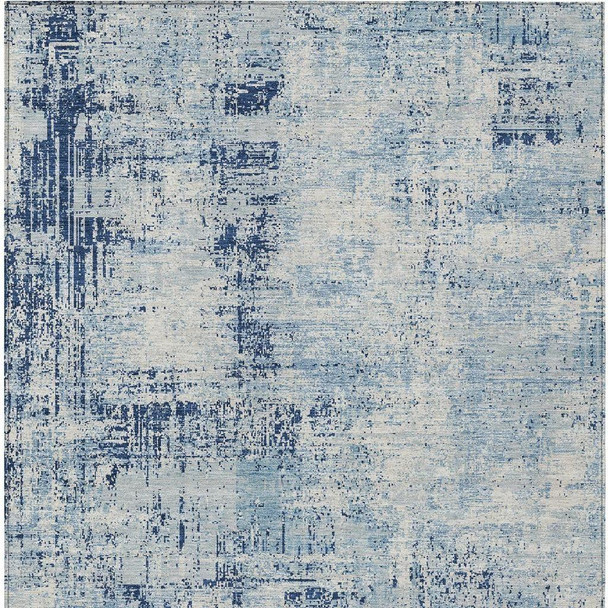 10' X 14' Blue And Wheat Abstract Washable Indoor Outdoor Area Rug