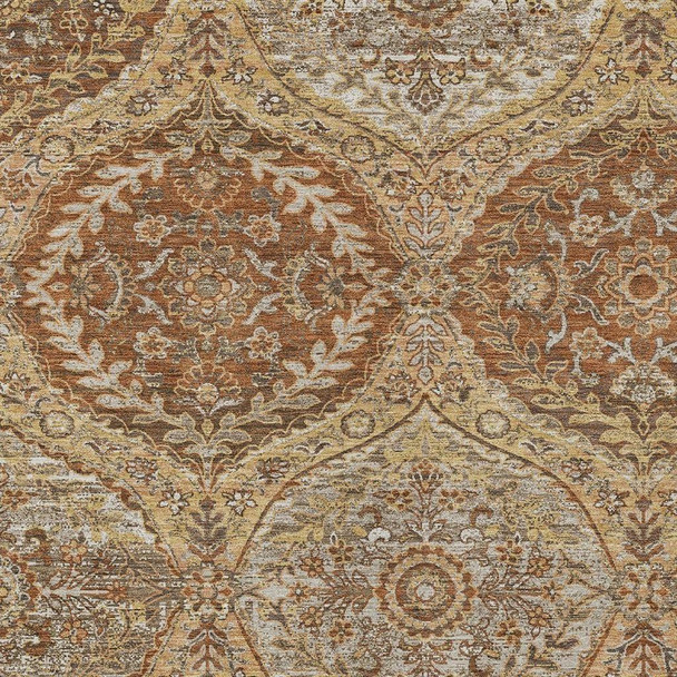 3' X 5' Copper And Pink Ogee Washable Indoor Outdoor Area Rug