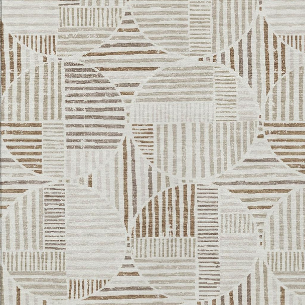 10' X 14' Ivory And Graphite Geometric Washable Indoor Outdoor Area Rug