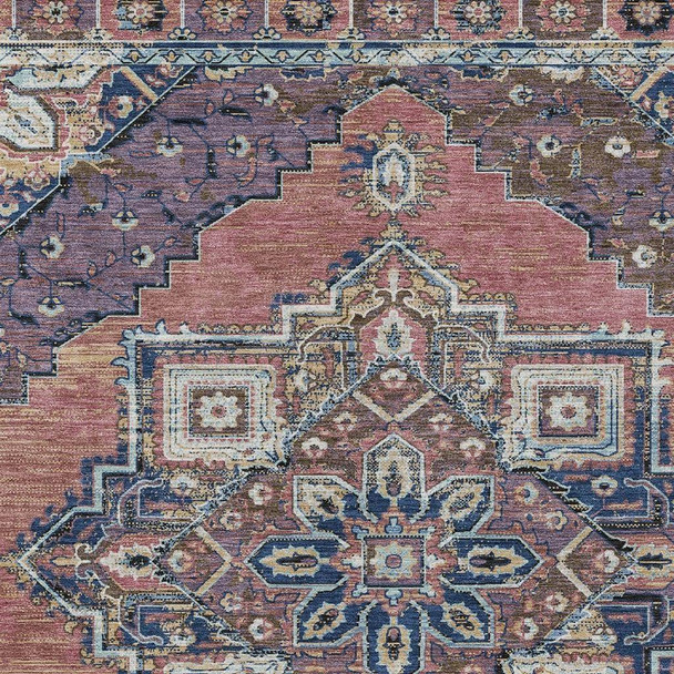 8' X 10' Merlot And Gold Oriental Washable Indoor Outdoor Area Rug