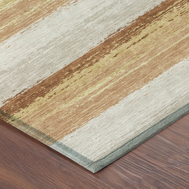9' X 12' Copper And Purple Striped Washable Indoor Outdoor Area Rug
