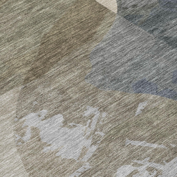 3' X 5' Beige And Brown Abstract Washable Indoor Outdoor Area Rug