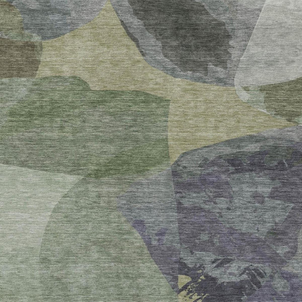 8' X 10' Sage And Green Abstract Washable Indoor Outdoor Area Rug