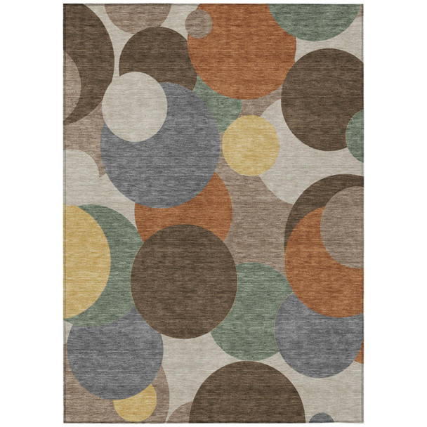 8' X 10' Chocolate And Brown Geometric Washable Indoor Outdoor Area Rug
