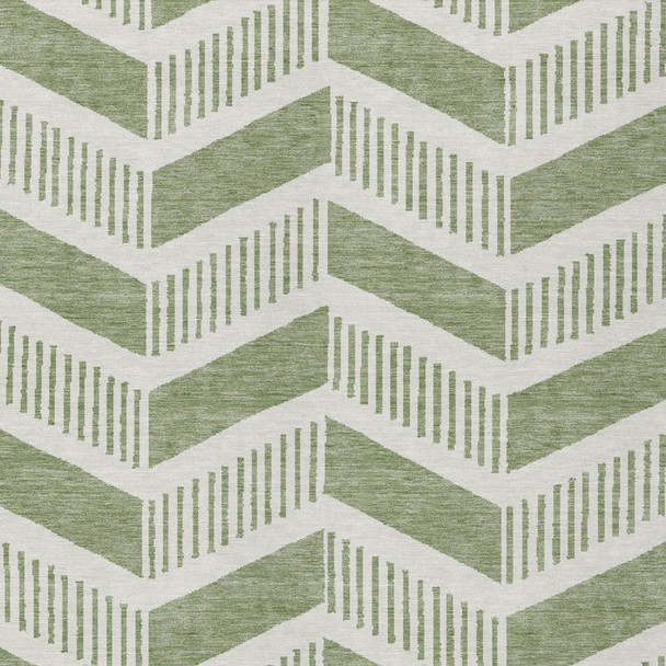 5' X 8' Fern Green And Green Geometric Washable Indoor Outdoor Area Rug