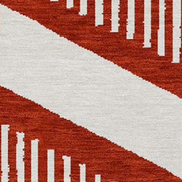 8' X 10' Red And Ivory Geometric Washable Indoor Outdoor Area Rug