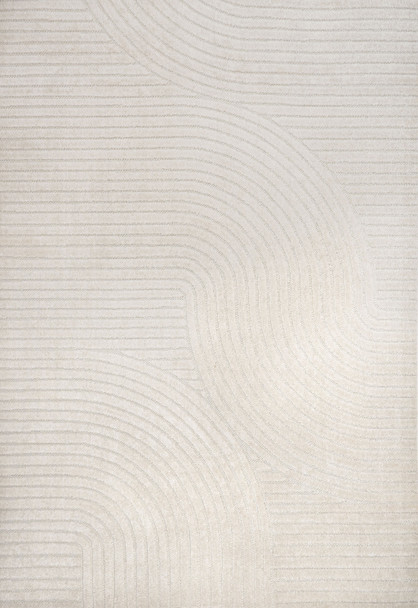 6' X 9' Ivory And Cream Striped Indoor Outdoor Area Rug
