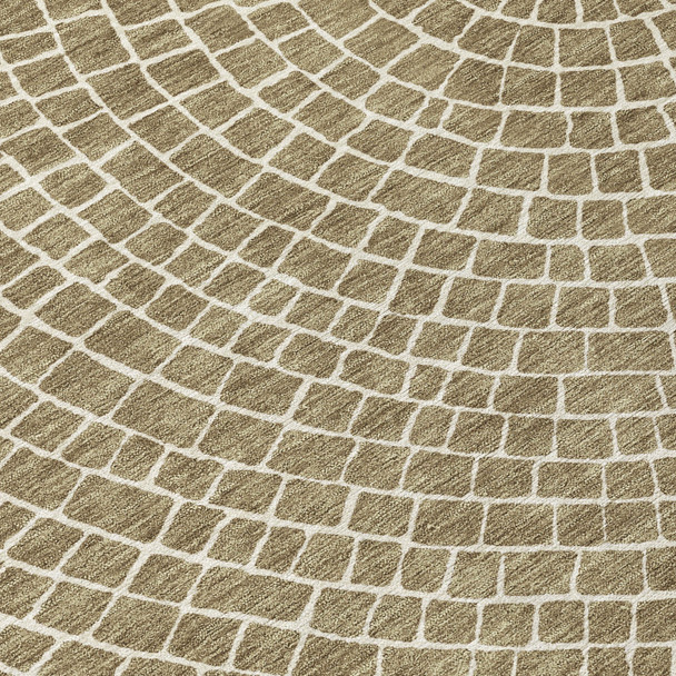 10' X 14' Coffee And Ivory Geometric Washable Indoor Outdoor Area Rug