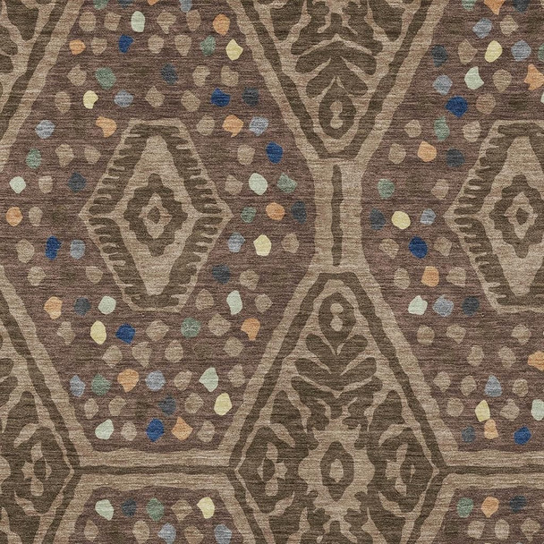 10' X 14' Brown And Copper Tribal Washable Indoor Outdoor Area Rug