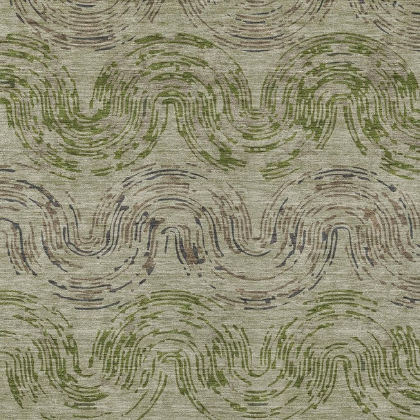 8' X 10' Sage And Olive Green Abstract Washable Indoor Outdoor Area Rug