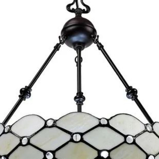 Black And White Unique Statement Three Light Glass Dimmable Chandelier With Black And White Shades