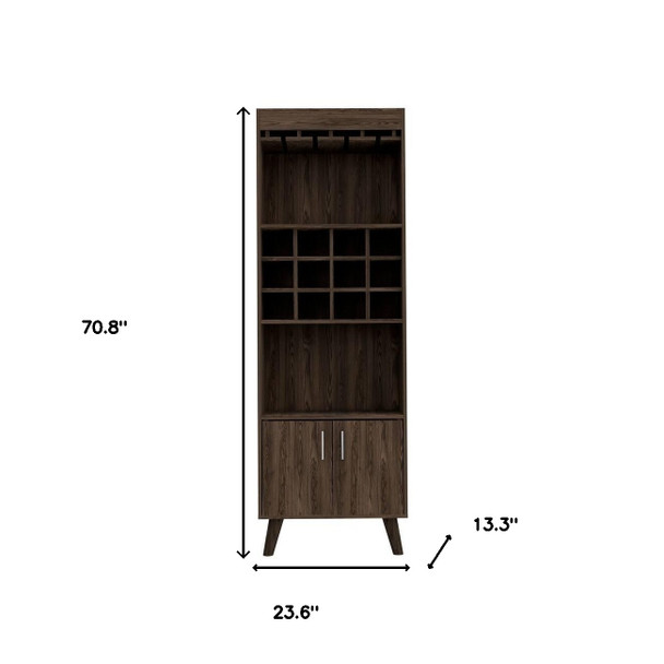 24" Walnut Wood Bar Cabinet With Two Doors