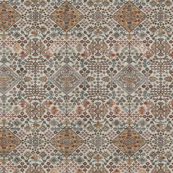 8' X 10' Beige And Copper Geometric Washable Indoor Outdoor Area Rug