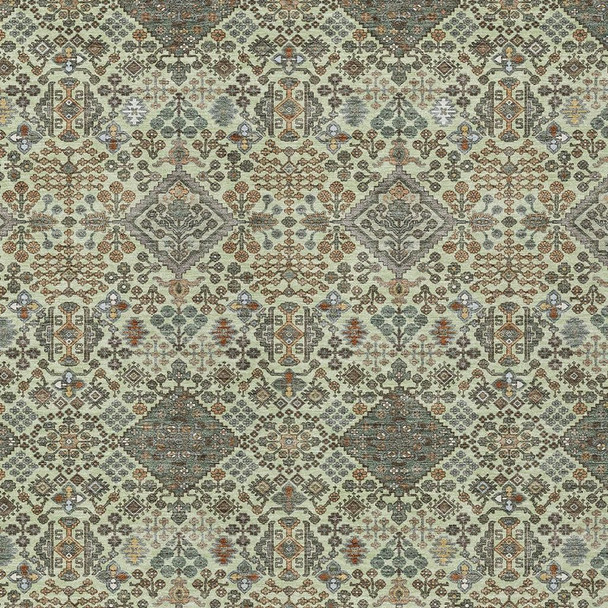 8' X 10' Green And Teal Blue Geometric Washable Indoor Outdoor Area Rug