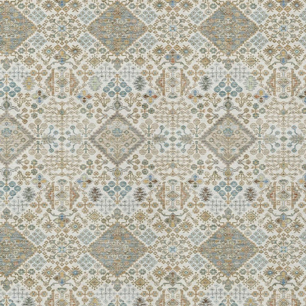 3' X 5' Ivory And Copper Geometric Washable Indoor Outdoor Area Rug