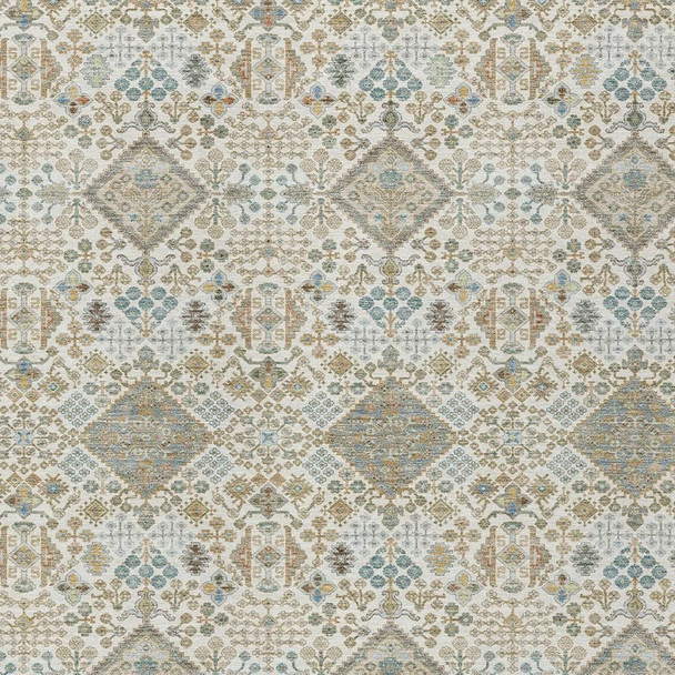 10' X 14' Ivory And Copper Geometric Washable Indoor Outdoor Area Rug