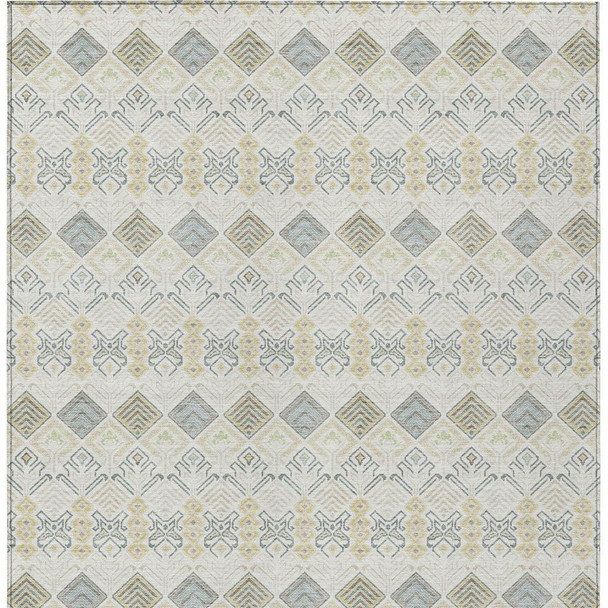 5' X 8' Ivory And Wheat Geometric Washable Indoor Outdoor Area Rug