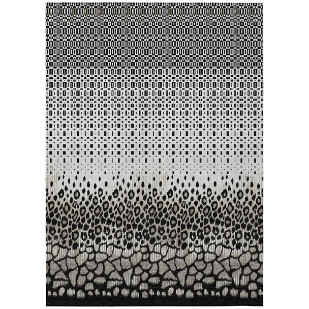 10' X 14' Ivory And Graphite Geometric Washable Indoor Outdoor Area Rug