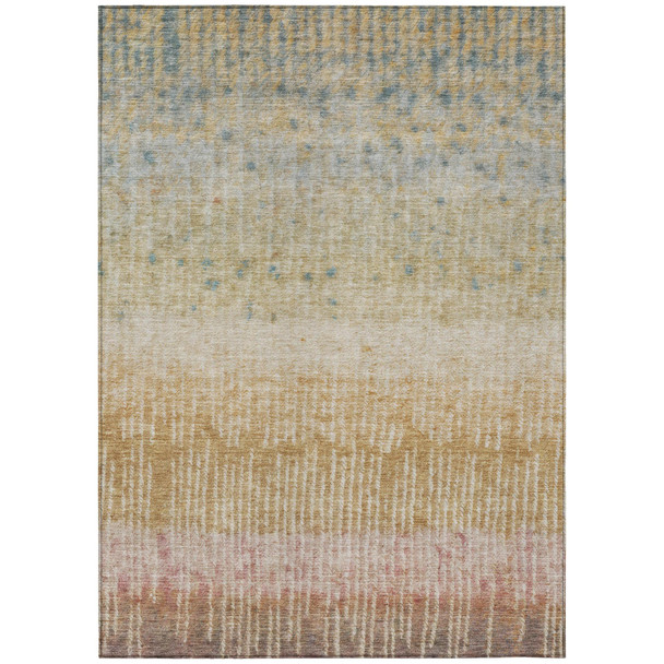 3' X 5' Wheat And Gold Abstract Washable Indoor Outdoor Area Rug