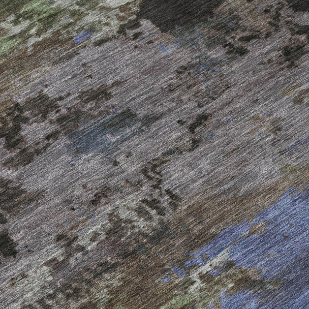 3' X 5' Brown And Graphite Abstract Washable Indoor Outdoor Area Rug