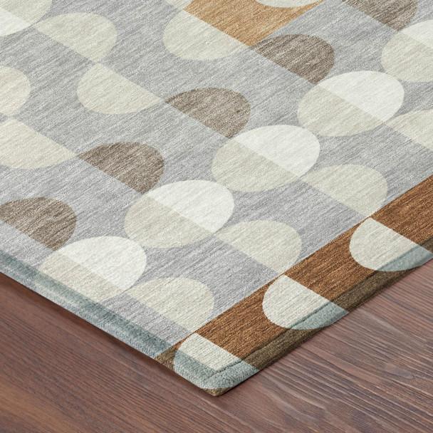 8' X 10' Orange And Ivory Geometric Washable Indoor Outdoor Area Rug