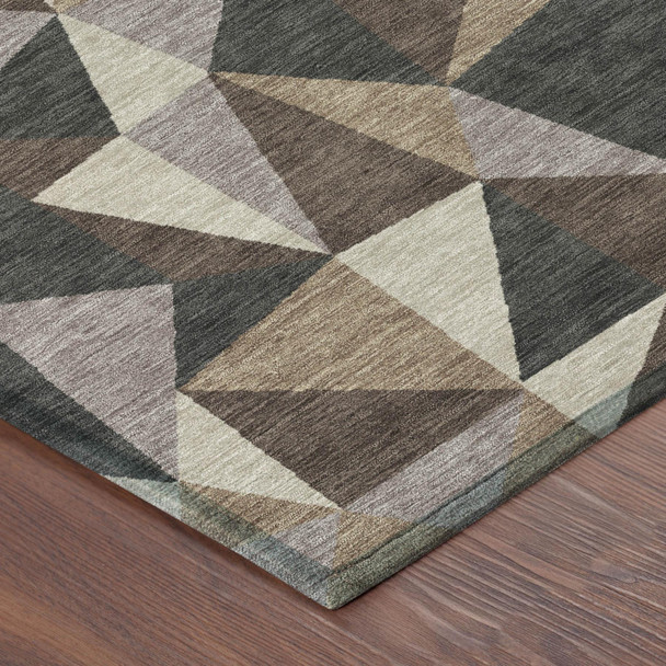 8' X 10' Beige And Brown Geometric Washable Indoor Outdoor Area Rug
