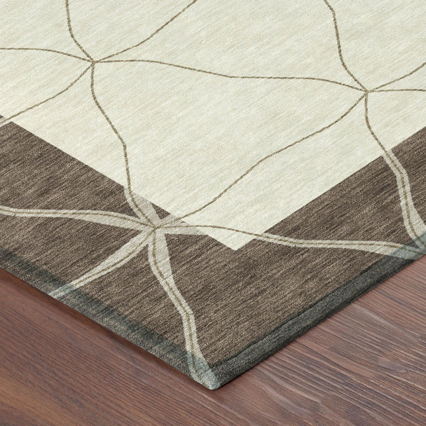 9' X 12' Coffee And Brown Geometric Washable Indoor Outdoor Area Rug