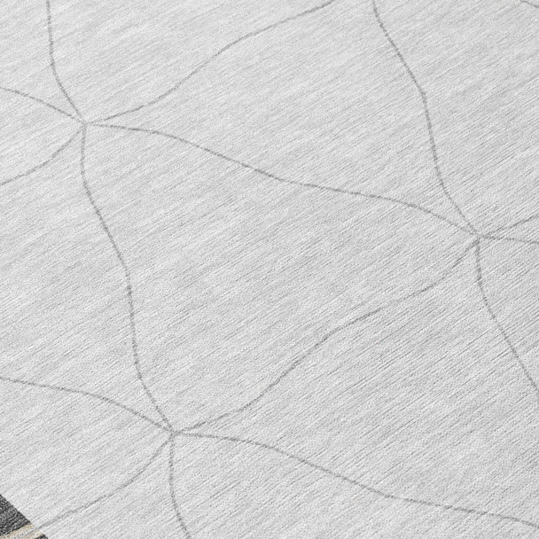 10' X 14' Graphite And Gray Geometric Washable Indoor Outdoor Area Rug