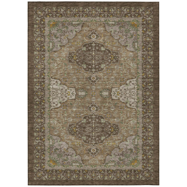 3' X 5' Chocolate And Brown Oriental Washable Indoor Outdoor Area Rug