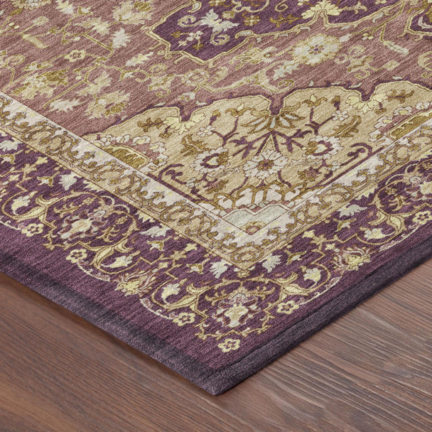 8' X 10' Eggplant And Purple Oriental Washable Indoor Outdoor Area Rug