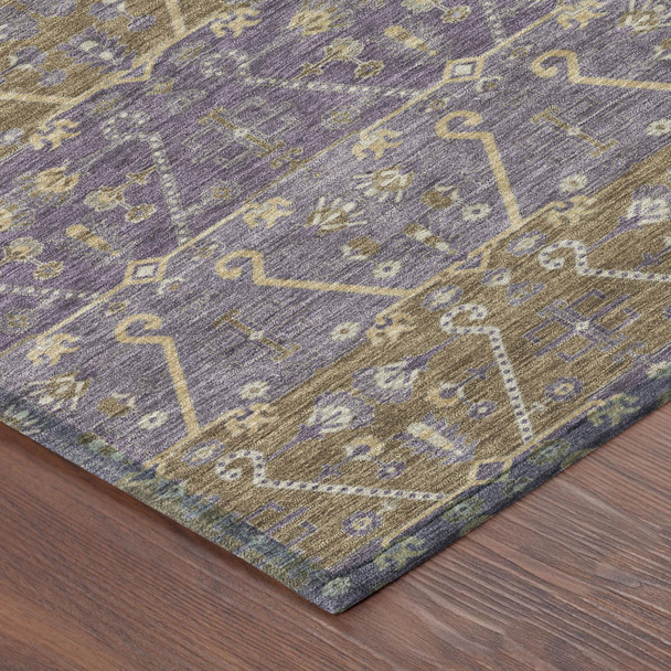 3' X 5' Plum And Purple Oriental Washable Indoor Outdoor Area Rug