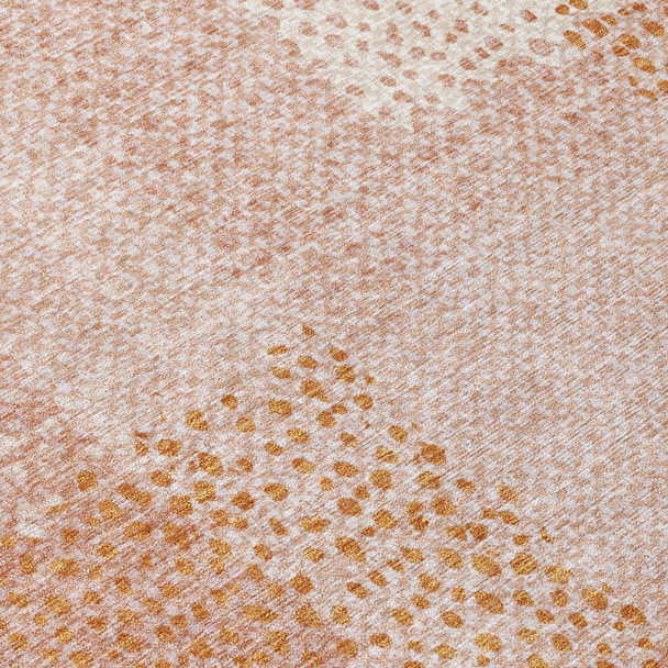 8' Coral And Orange Round Abstract Washable Indoor Outdoor Area Rug