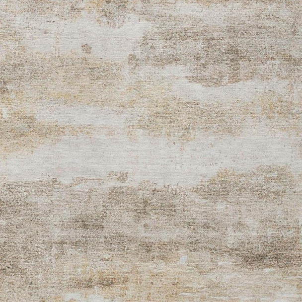 9' X 12' Khaki And Brown Abstract Washable Indoor Outdoor Area Rug