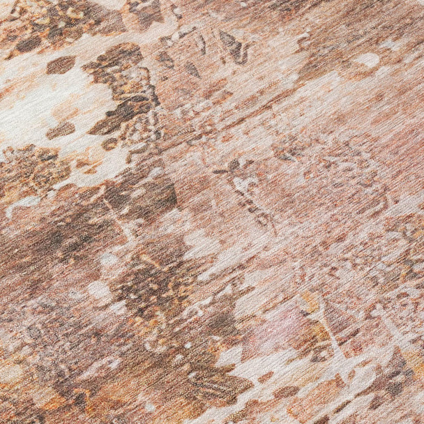 9' X 12' Blush And Pink Abstract Washable Indoor Outdoor Area Rug