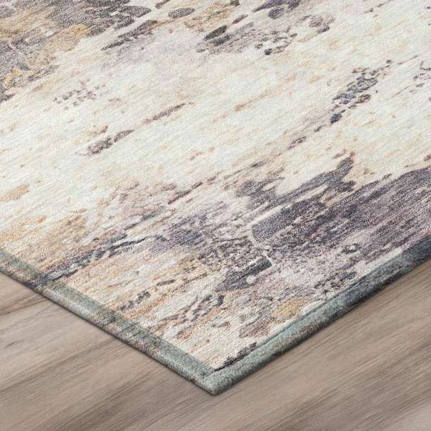 5' X 8' Gray And Tan Abstract Washable Indoor Outdoor Area Rug