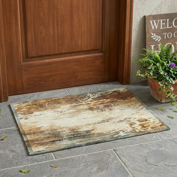 3' X 5' Orange And Beige Abstract Washable Indoor Outdoor Area Rug