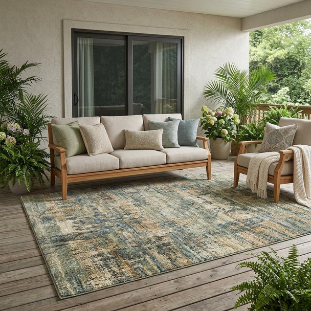 5' X 8' Pewter And Gray Abstract Washable Indoor Outdoor Area Rug