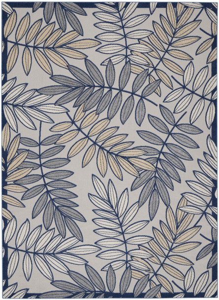 10' X 13' Ivory And Blue Indoor Outdoor Area Rug