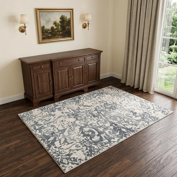 4' X 6' Cream And Gray Trellis Area Rug