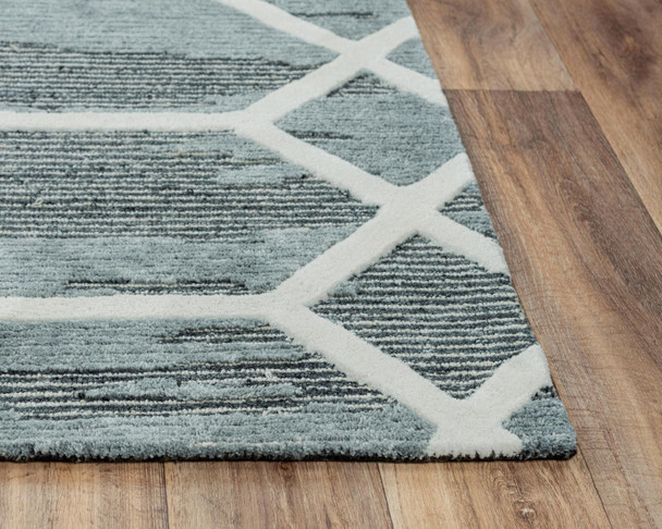 5' X 8' Charcoal And Ivory Geometric Hand Tufted Area Rug